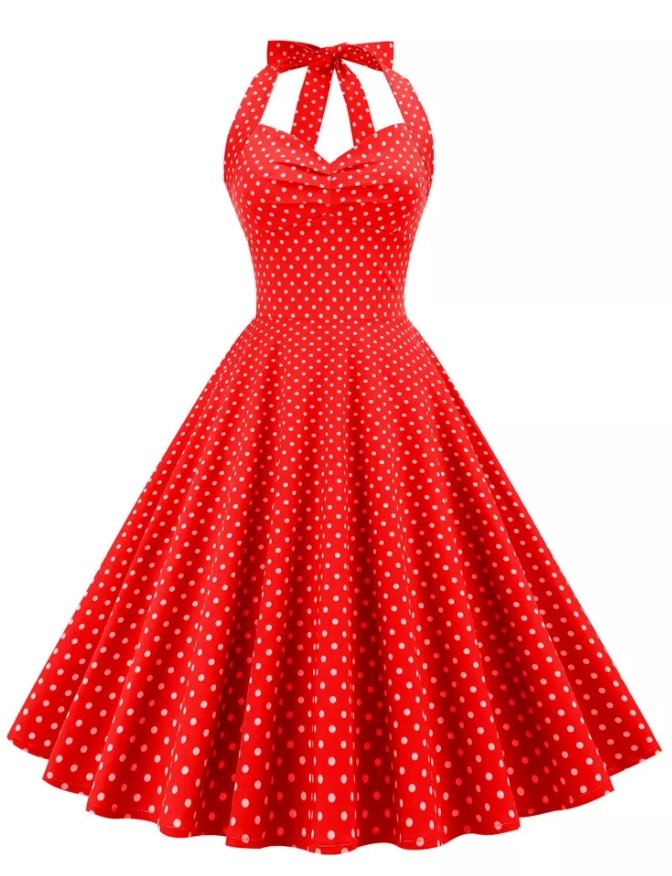 Vintage Szexi Pin Up Piros Ruha