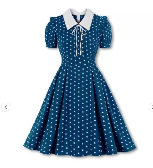 Vintage Magas Derekú Ruha Kék