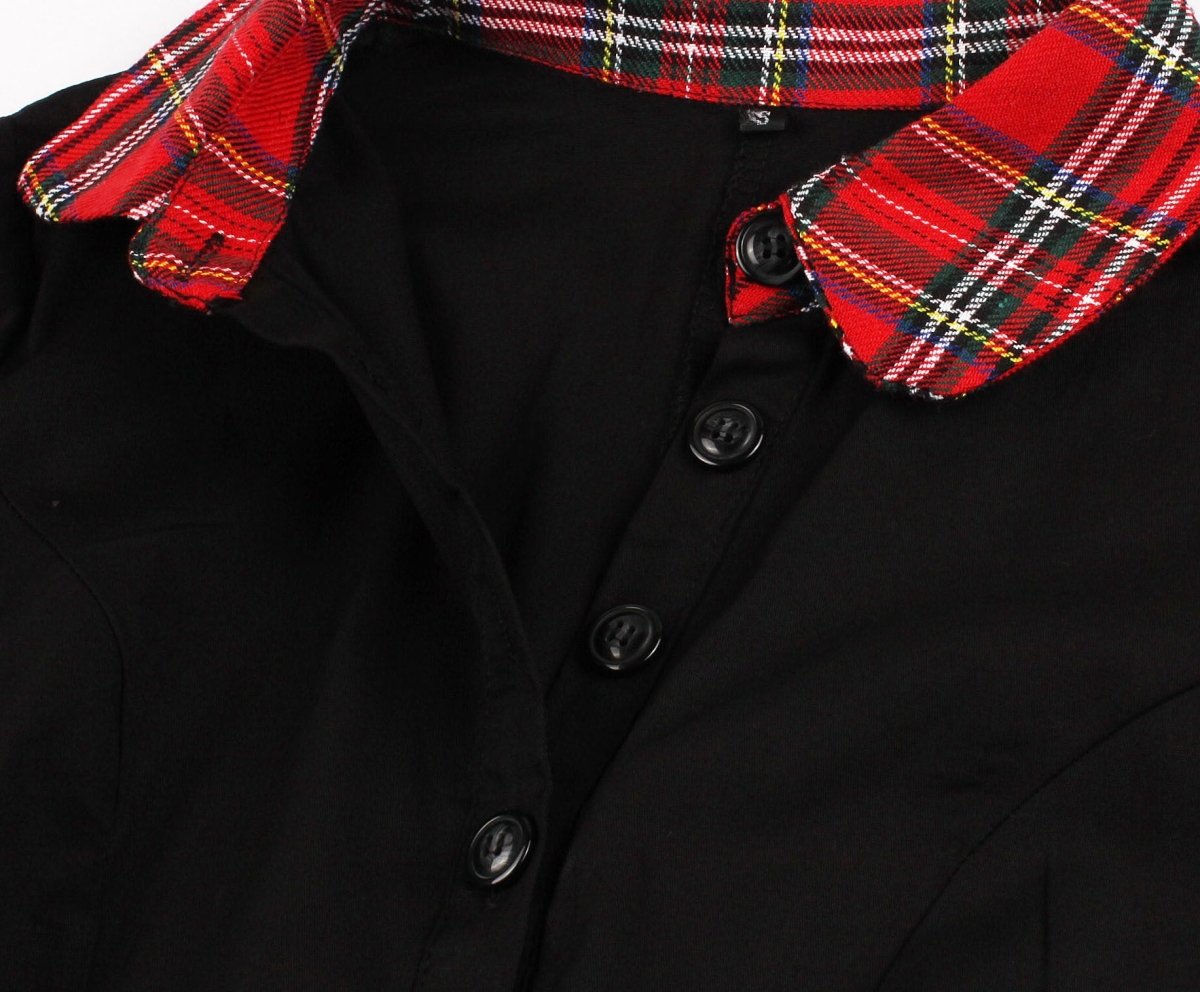 Vintage Fekete Kockás Munkaruha