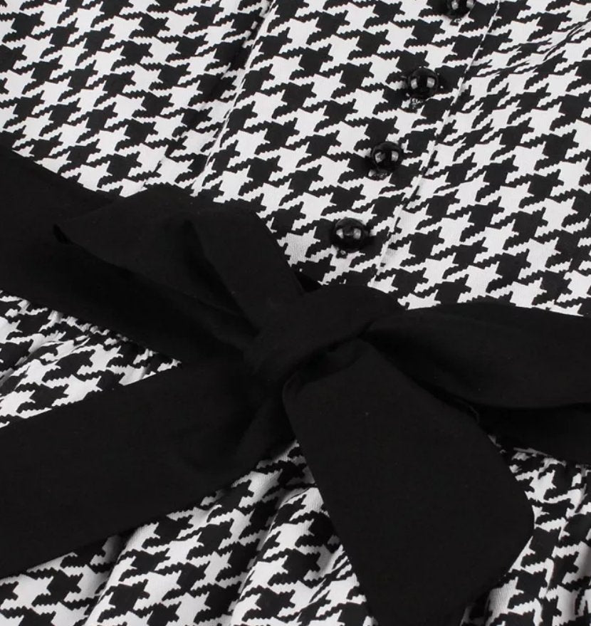 Vintage Fekete-Fehér Gingham Ruha