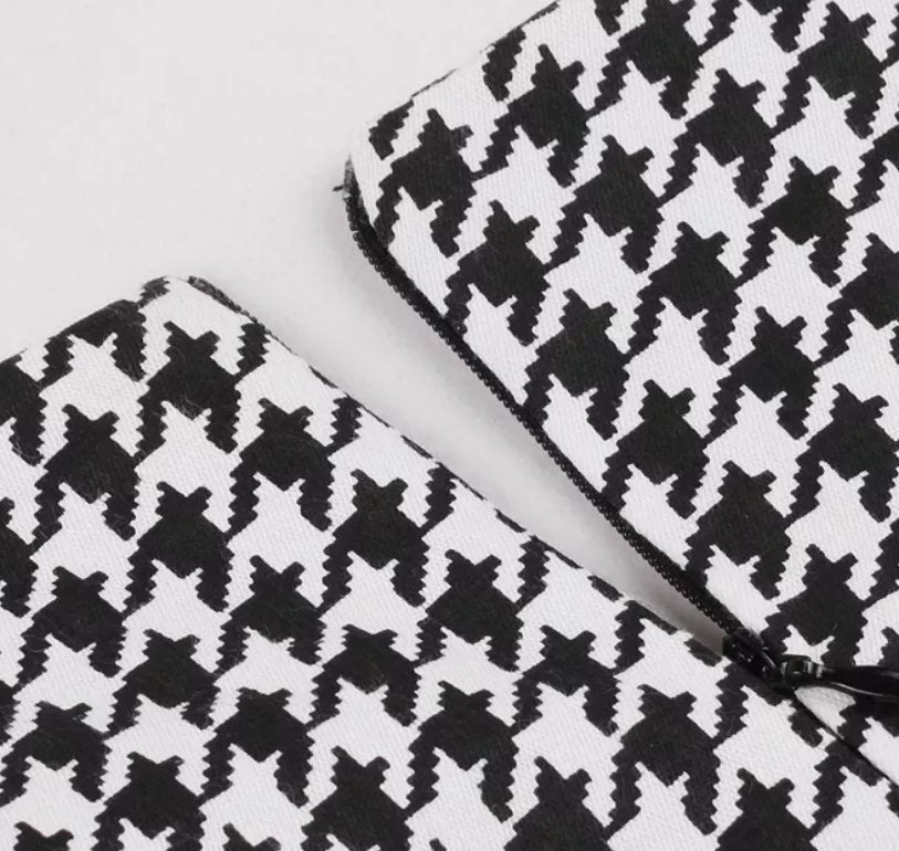 Vintage Fekete-Fehér Gingham Ruha