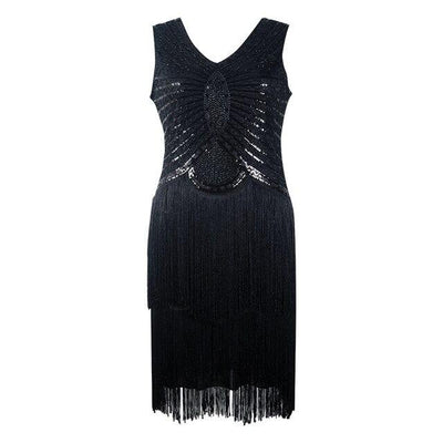Vintage 20-As Évek Art Deco Ruha Fekete