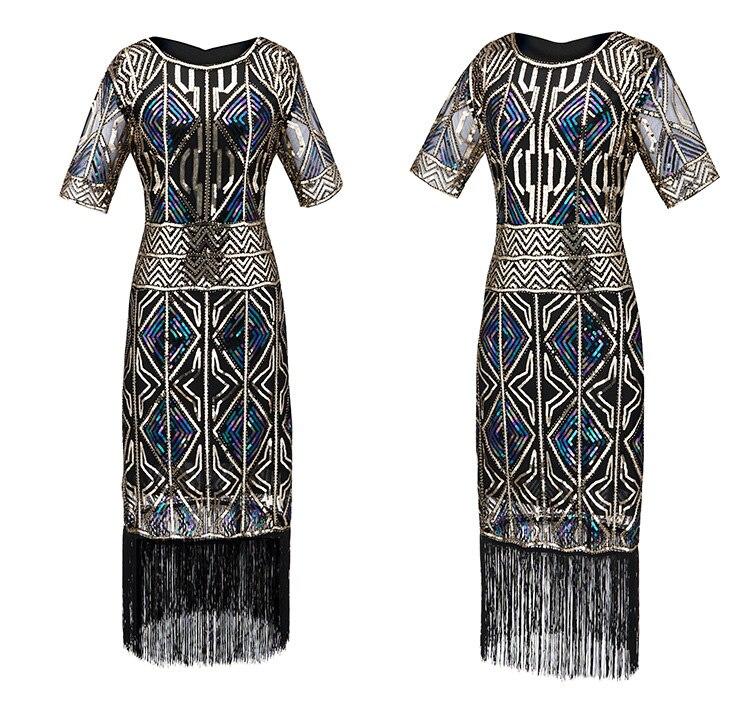 Vintage 20-As Évek Gatsby Hosszú Arany Ruha