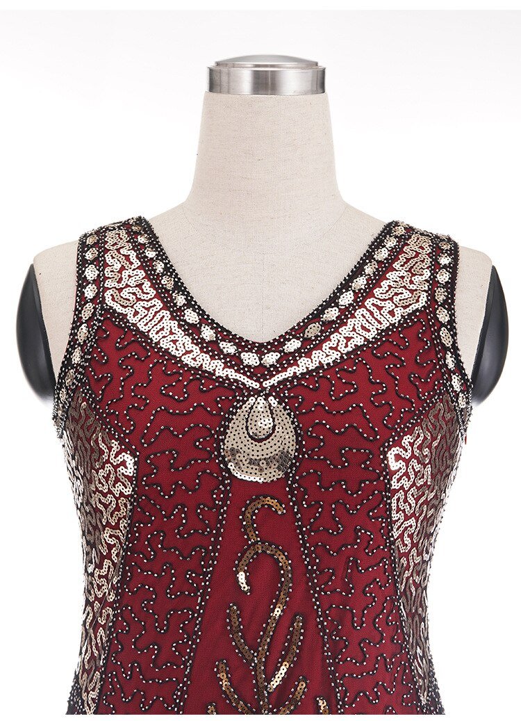 Vintage 20-As Évek Molett Piros Charlestoni Ruha