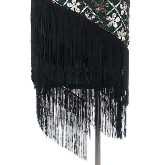 Vintage 20-As Évek Nagyméretű Zöld Arany Ruha