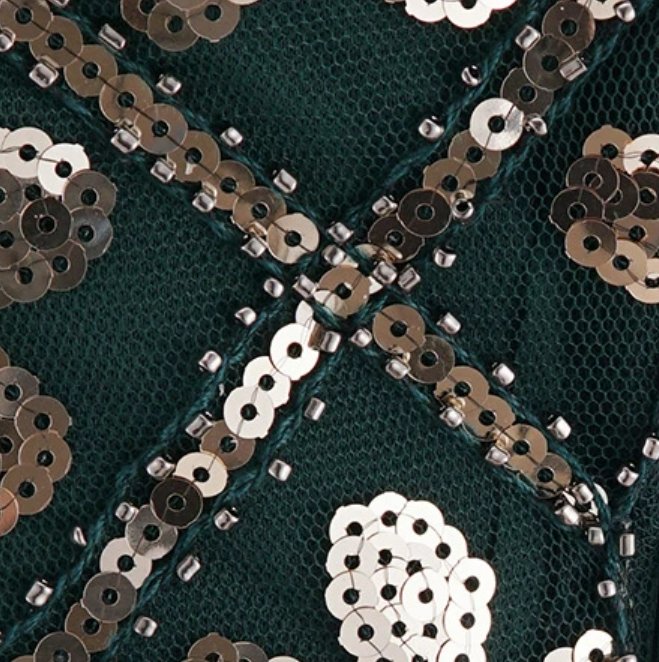 Vintage 20-As Évek Nagyméretű Zöld Arany Ruha