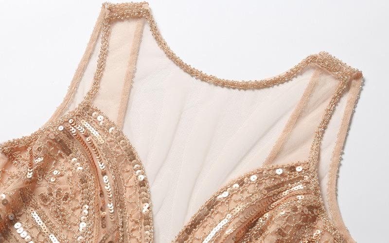 Vintage 20-As Évek Hosszú Rózsaszín Ruha