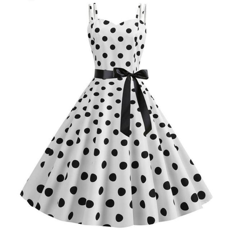 Vintage Rockabilly Ruha, Fehér Pöttyös