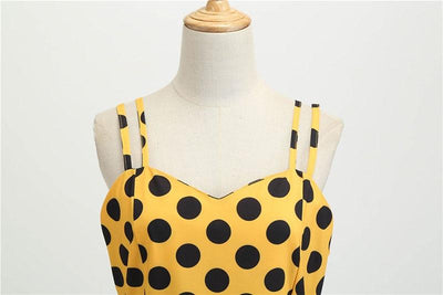 Vintage Rockabilly Ruha, Sárga Pöttyös