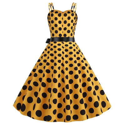 Vintage Rockabilly Ruha, Sárga Pöttyös