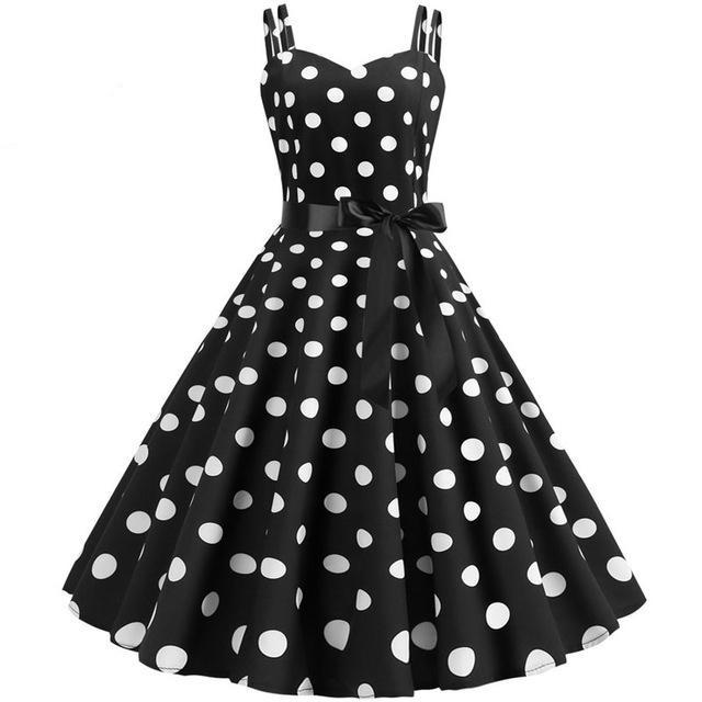 Vintage Rockabilly Ruha Fekete Fehér Pöttyös