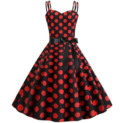 Vintage Rockabilly Ruha, Fekete Piros Pöttyös