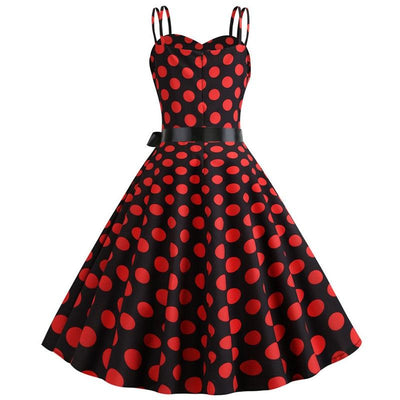 Vintage Rockabilly Ruha, Fekete Piros Pöttyös