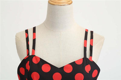 Vintage Rockabilly Ruha, Fekete Piros Pöttyös