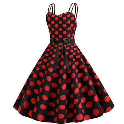 Vintage Rockabilly Ruha, Fekete Piros Pöttyös