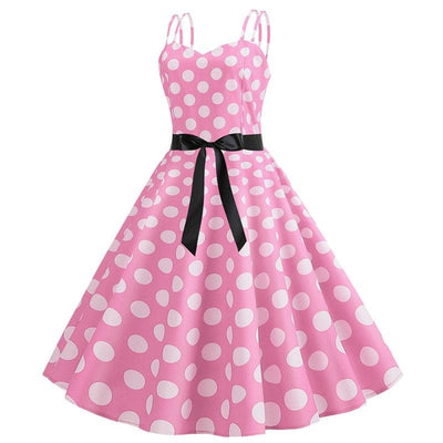 Vintage Rockabilly Ruha, Rózsaszín Pöttyös