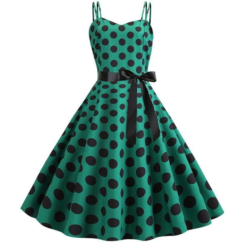 Vintage Rockabilly Ruha Pöttyös Zöld